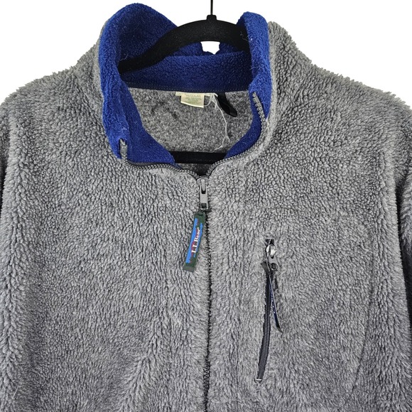 LL Bean Vintage Sherpa Fleece Jacket Women's Gray Blue Full Zip Made in USA D442 - Picture 3 of 7